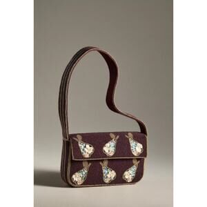 Anthropologie Purple Embroidered Shoulder Bag